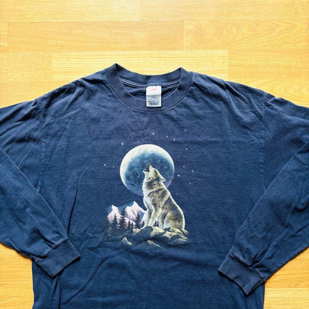 VINTAGE WOLF T SHIRT LARGE 90s